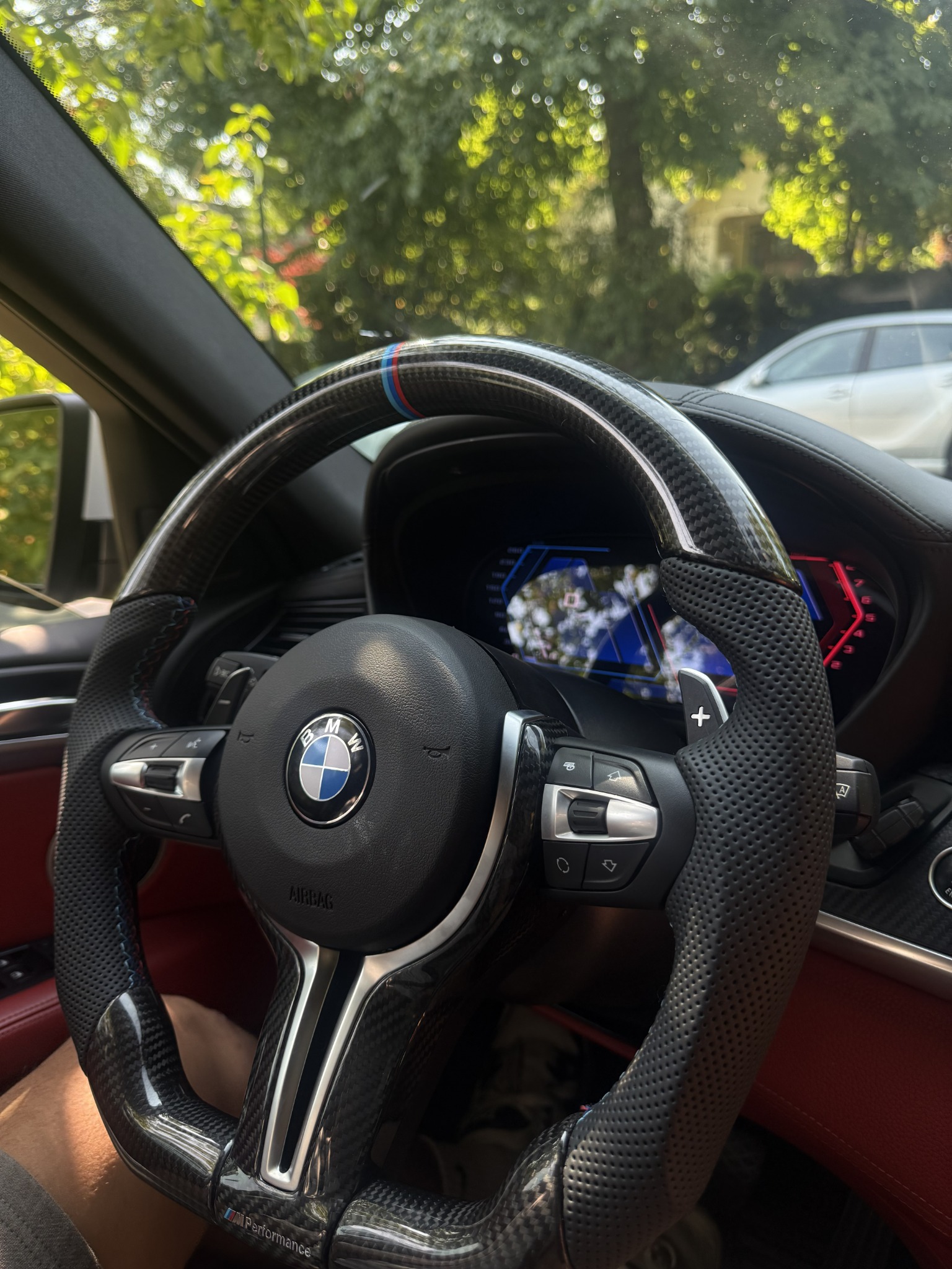 BMW carbon steering wheel detail