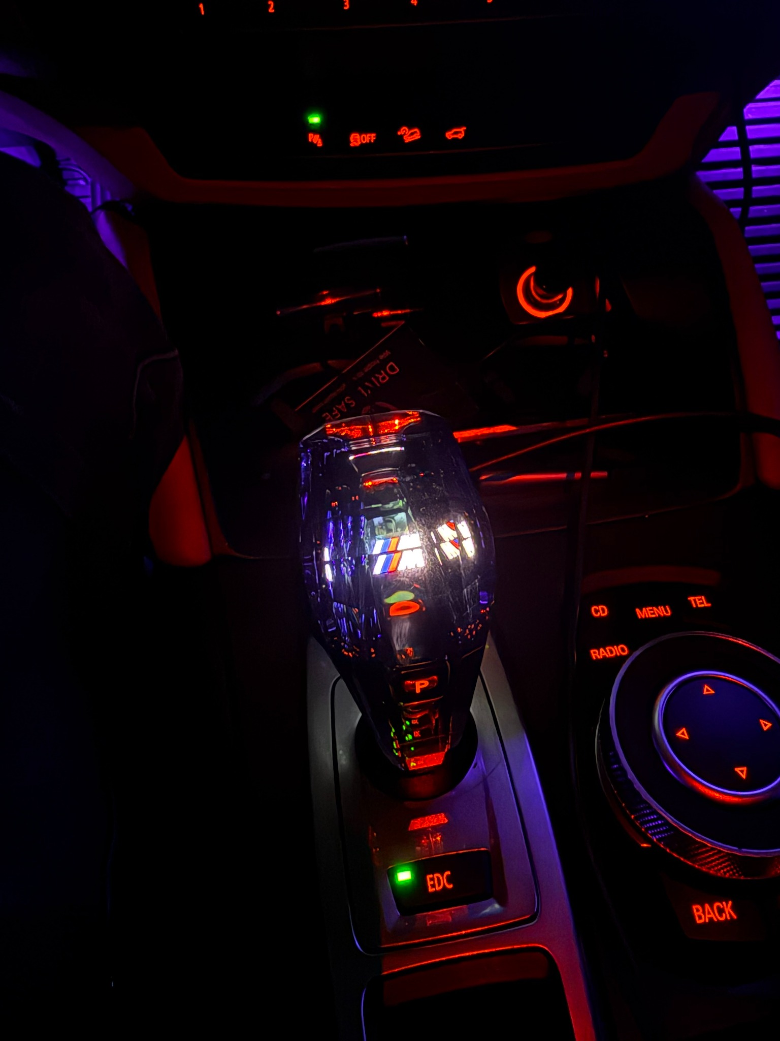 BMW crystal shifter at night